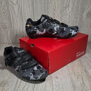 Santic Davee Black Camouflage Cycling and Road Shoes Mens Size 8 NEW